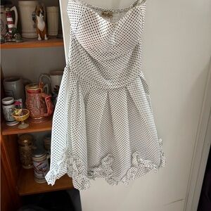 Strapless Polka Dot Dress - White